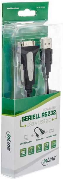 Kabelis USB InLine USB-A - RS-232 0.25 m Juodas (33306I)