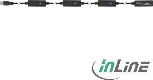 Kabelis USB InLine USB-A - USB-A 20 m Juodas (35657)