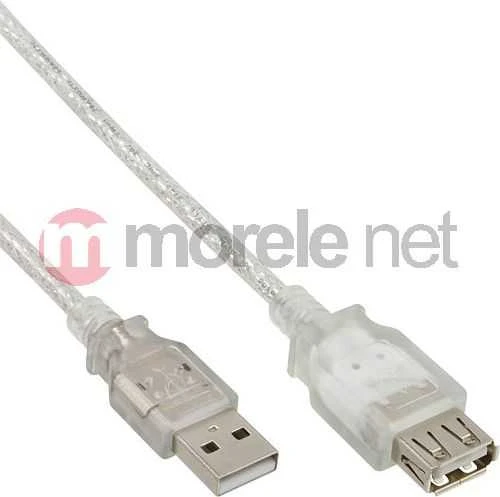 InLine USB 2.0 plėtinys, skaidrus - 5m
