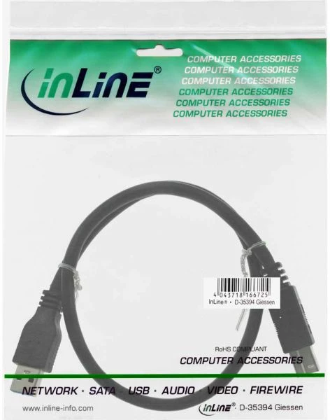 USB kabelis InLine USB-A - USB-B 1,5 m Juodas (35315)