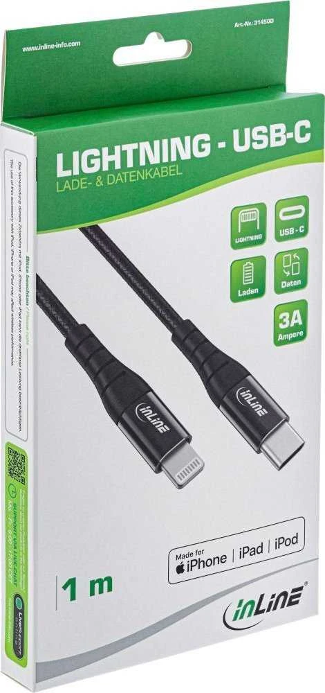 Kabelis USB InLine USB-C - Lightning 1 m Juodas (31450D)