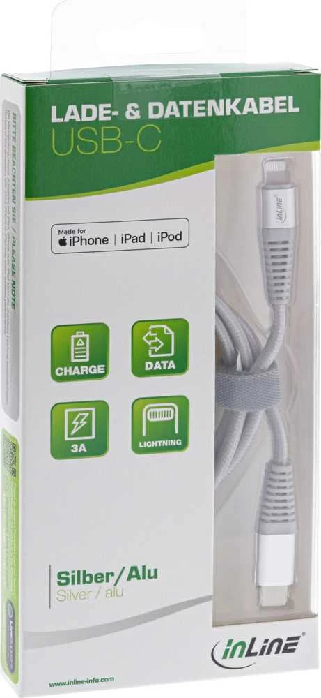 Kabelis USB InLine USB-C - Lightning 2 m Sidabrinė (31460C)