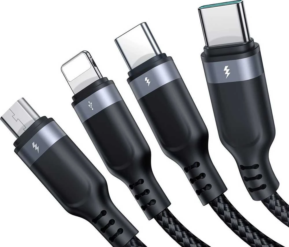 „Joyroom Multi-Use Series S-A18 4in1 USB-A - USB-C / USB-C / Lightning / mikro USB kabelis 1,2 m - juodas