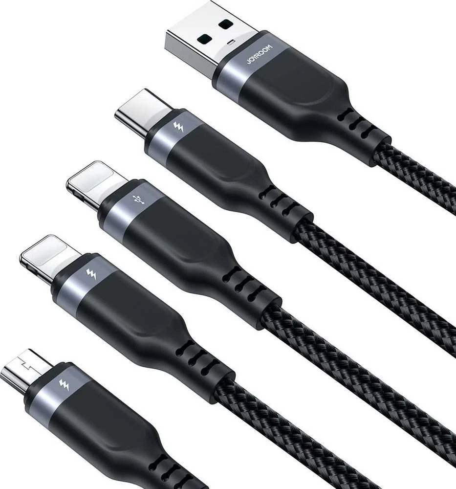 USB duomenų kabelis Joyroom S-1T4018A18 4in1 USB-C / Lightning / 3.5A /1.2m (juodas)