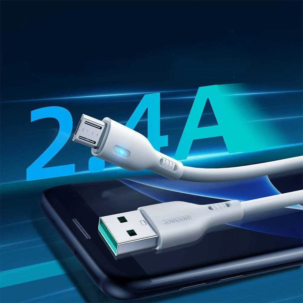 Joyroom Premium Series A13 USB-A / micro USB 2.4A 2m kabelis – baltos spalvos