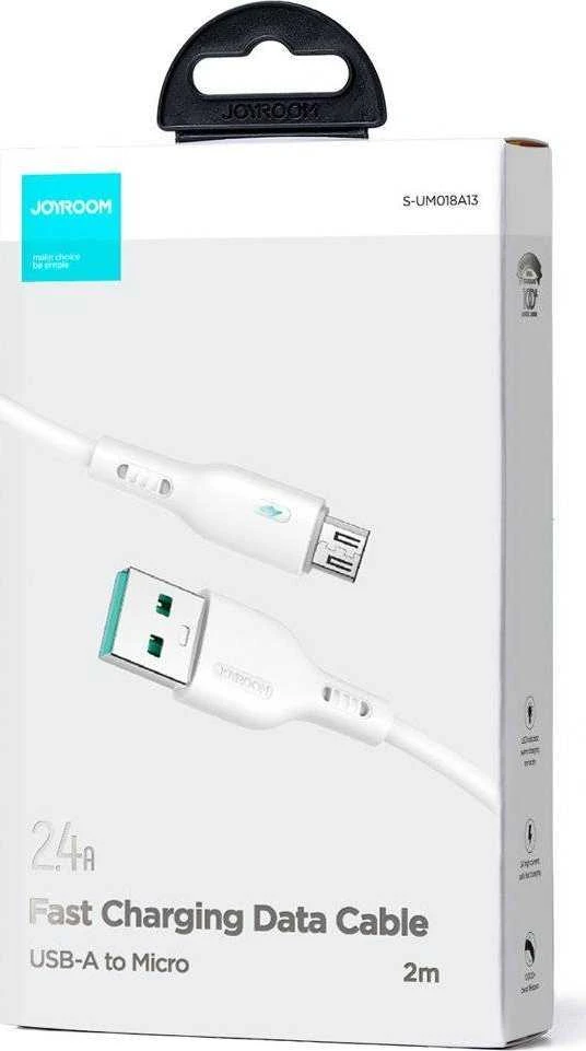 Joyroom Premium Series A13 USB-A / micro USB 2.4A 2m kabelis – baltos spalvos
