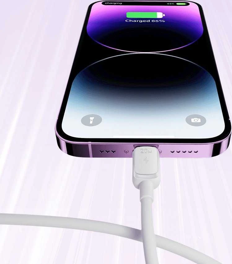 Joyroom Multi-Color Series A14 USB-C / Lightning 20W kabelis 1.2 m – baltos spalvos