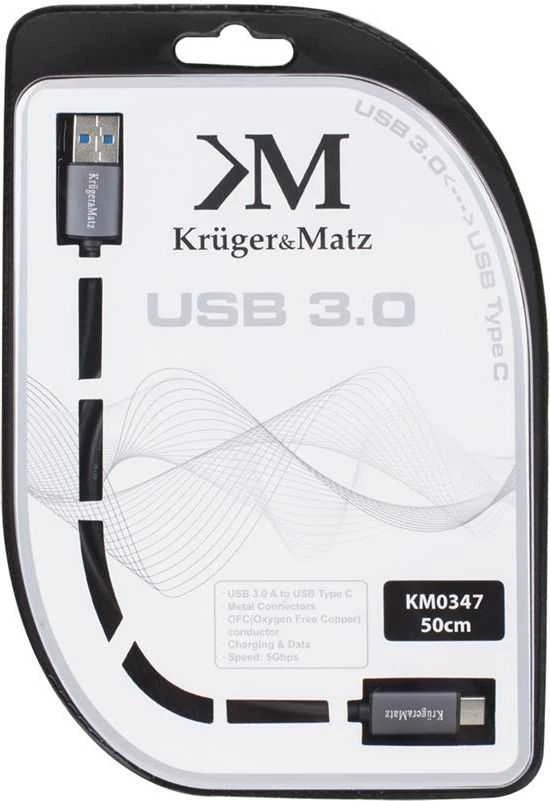 Kruger & Matz USB 3.0 - USB-C kabelis 0.5m