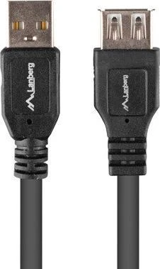 LANBERG CA-USBE-15CU-0018-BK extension cable USB 2.0 AM-AF 1.8m juodas