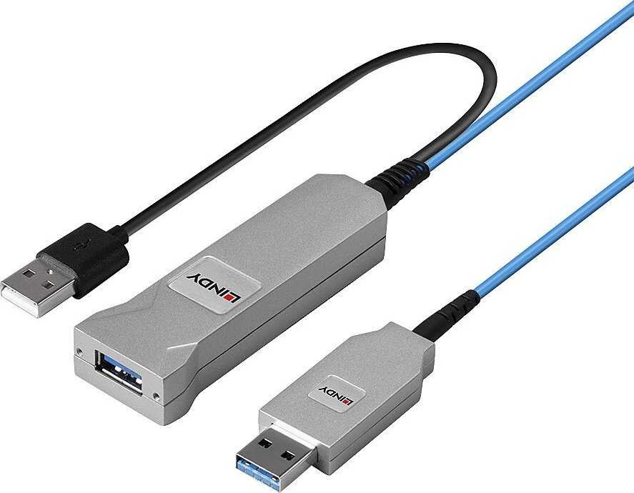 USB Kabelis - LINDY Šviesolaidinis USB 3.0 Laidas, 5Gbps, 30 m, Mėlynas