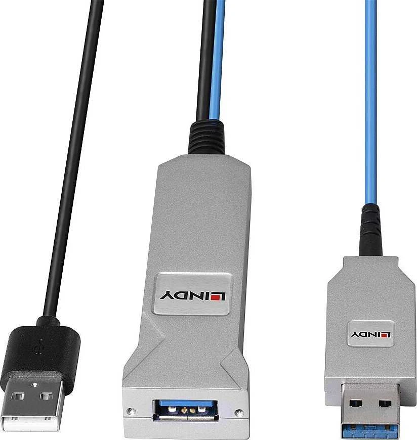 USB Kabelis - LINDY Šviesolaidinis USB 3.0 Laidas, 5Gbps, 30 m, Mėlynas