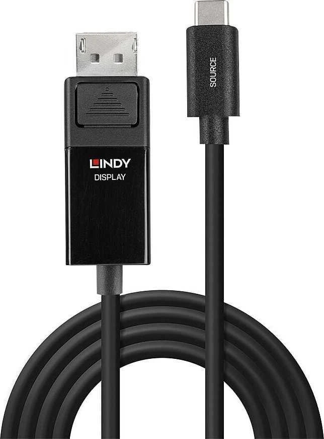 Adapterio Kabelis - LINDY USB Type C į DP 8K60 Adapterio Kabelis, 7680x4320@60Hz, 1 m, Juodas
