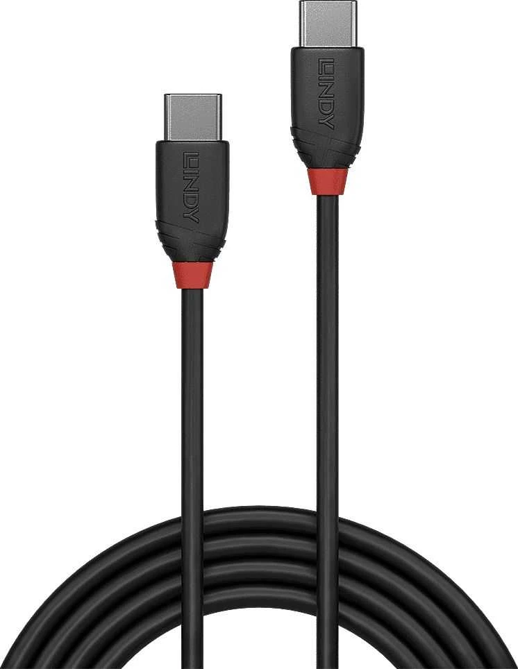 USB Kabelis - LINDY USB 3.2 Type C Kabelis, M/M, 20Gbps, 60W PD, 0.5 m, Juodas