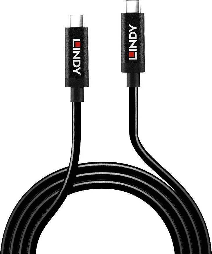 USB Kabelis - LINDY Aktyvus USB 3.2 Gen 2 C/C Laidas, 10Gbps, 8K, 60Hz, 100W, 3 m, Juodas