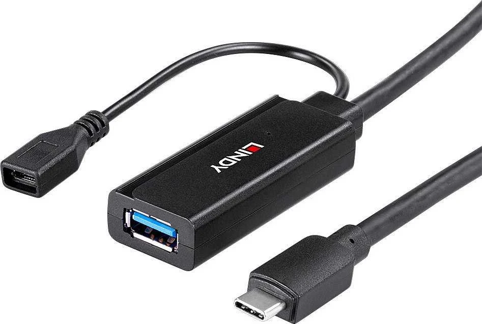 USB Prailginimo Laidas - LINDY USB 3.2 C/A Prailginimo Laidas 5Gbps 5m, Juodas