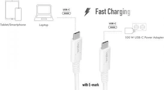 LogiLink USB-C 0.8m balta