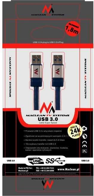 MACLEAN MCTV-606 Maclean MCTV-606 USB 3.0 AM – AM kabelis 1,8 m