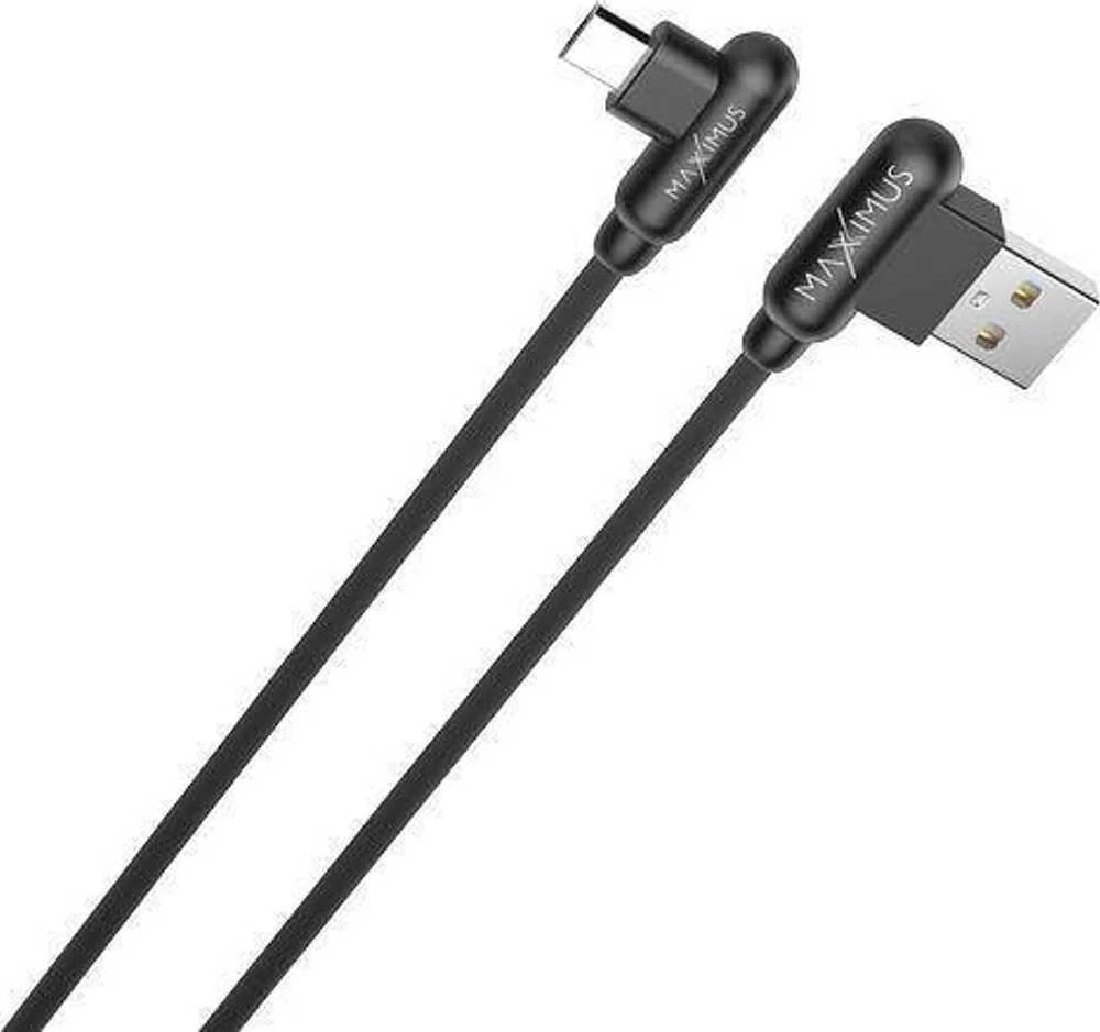 Maxximus KABELIS MX CORNER GREITOJO ĮKROVIMO MICRO USB 2.4A/1M/ Juodas KAMPINIS