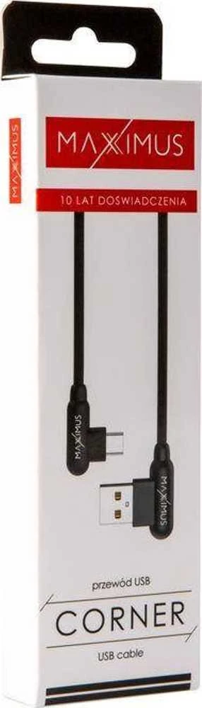 Maxximus KABELIS MX CORNER GREITOJO ĮKROVIMO MICRO USB 2.4A/1M/ Juodas KAMPINIS