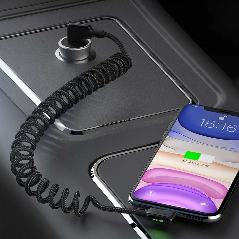 USB prie Lightning kabelis, Mcdodo CA-7300, kampinis, 1.8 m (juodas)