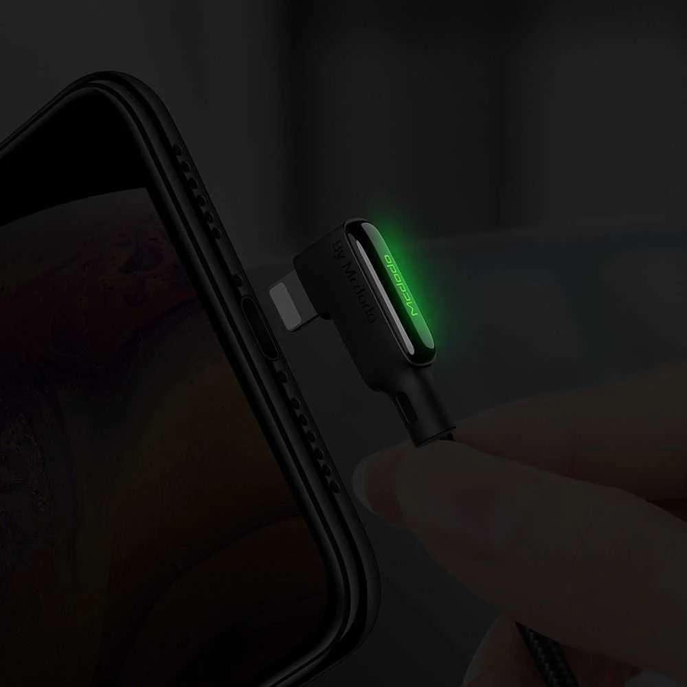 USB prie Lightning kabelis, Mcdodo CA-7300, kampinis, 1.8 m (juodas)