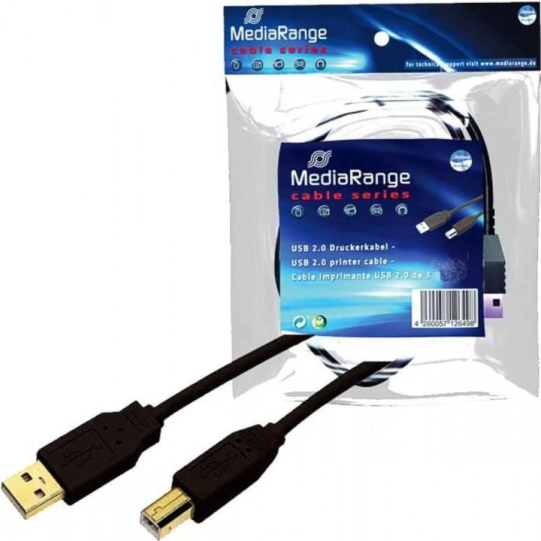 „Kabelis USB MediaRange USB-A“ – USB-B 3 m Juodas (MRCS103)