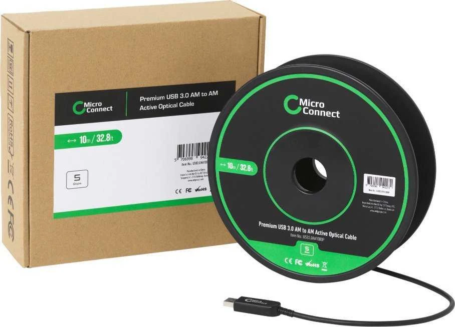 Kabelis USB MicroConnect USB-A - USB-A 10 m Juodas (USB3.0AA10BOP)