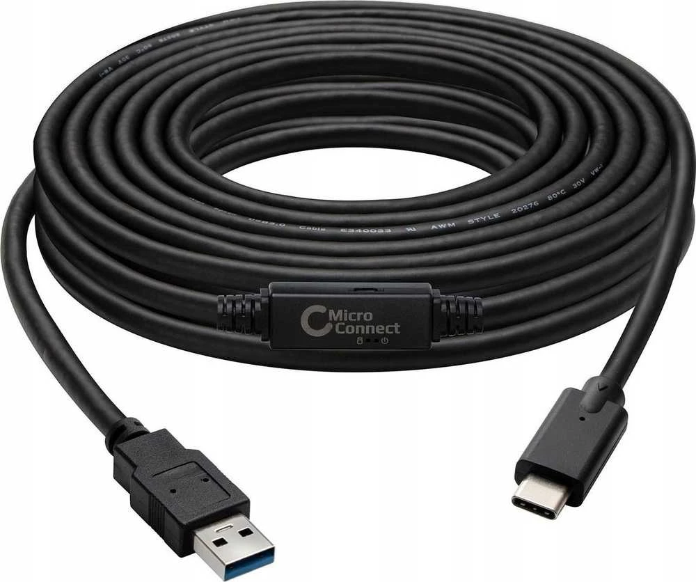 USB kabelis MicroConnect USB-C - USB-A 5 m, juodas (USB3.1CA5AMP)