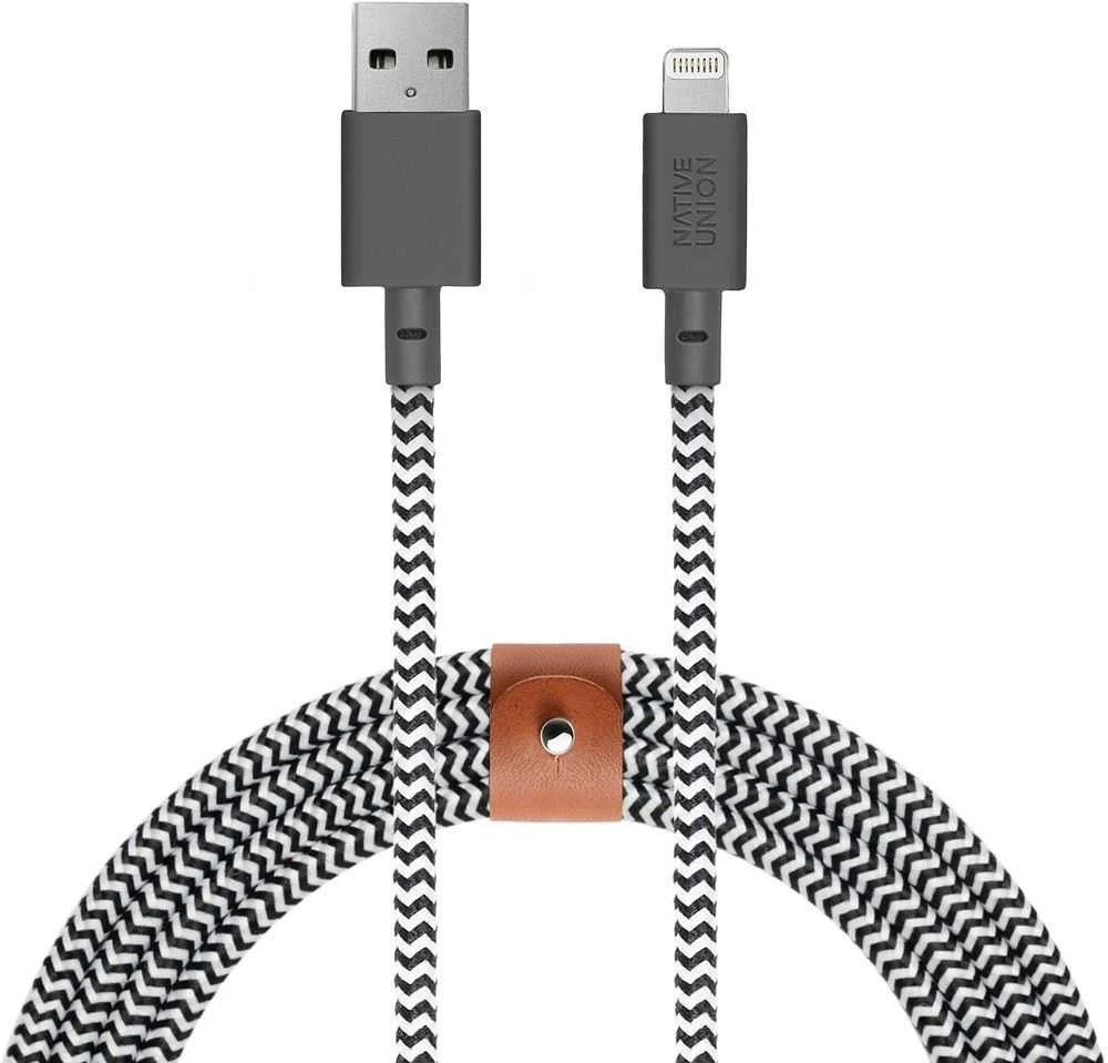 „Native Union Belt Cable XL Lightning“ 3 m, zebrai