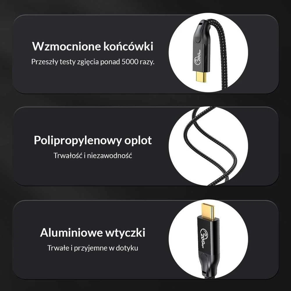 „Orico“ USB-C 3.2 prailginimo kabelis 20 Gbps, 4K, 100 W, 1 m