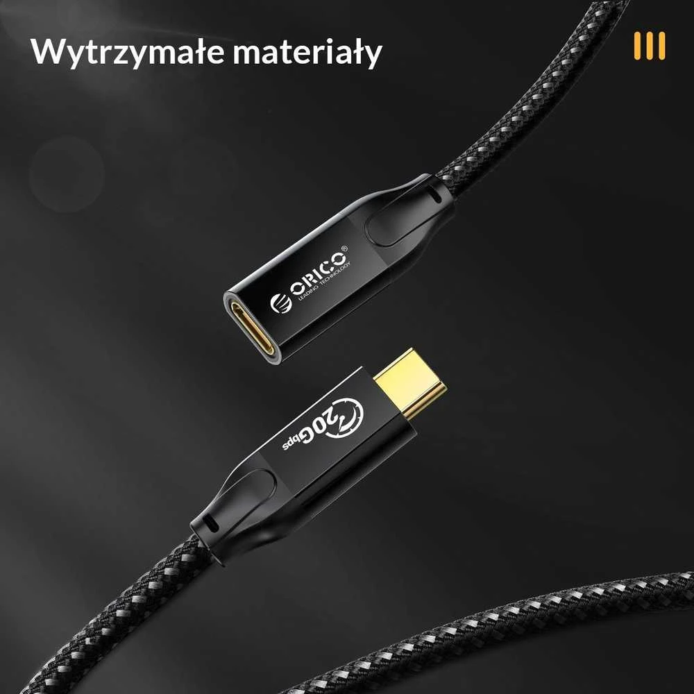 „Orico“ USB-C 3.2 prailginimo kabelis 20 Gbps, 4K, 100 W, 1 m