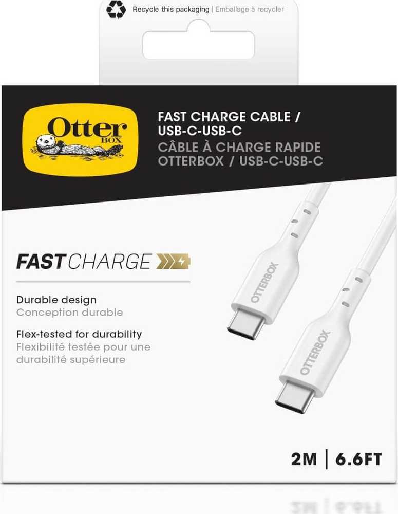 OTTERBOX STANDARTINIS USB C-C KABELIS 2M USB-PD Baltas