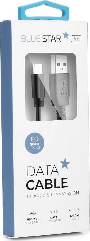 BlueStar USB A į Micro USB laidas Blue Star Lite 3A 1,2 m juodas