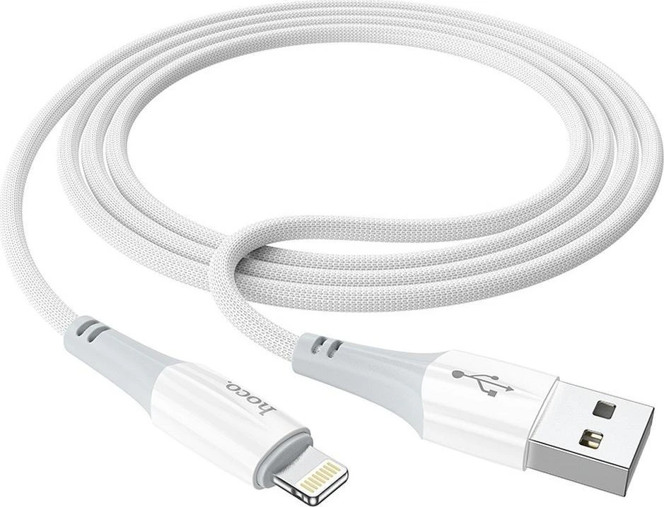 Hoco PTC kabelis USB A vyriškas - iPhone Lightning 8 kontaktų 2,4A Ferry X70 1m baltas