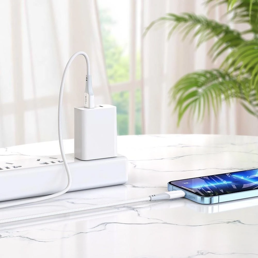 Hoco PTC kabelis USB A vyriškas - iPhone Lightning 8 kontaktų 2,4A Ferry X70 1m baltas