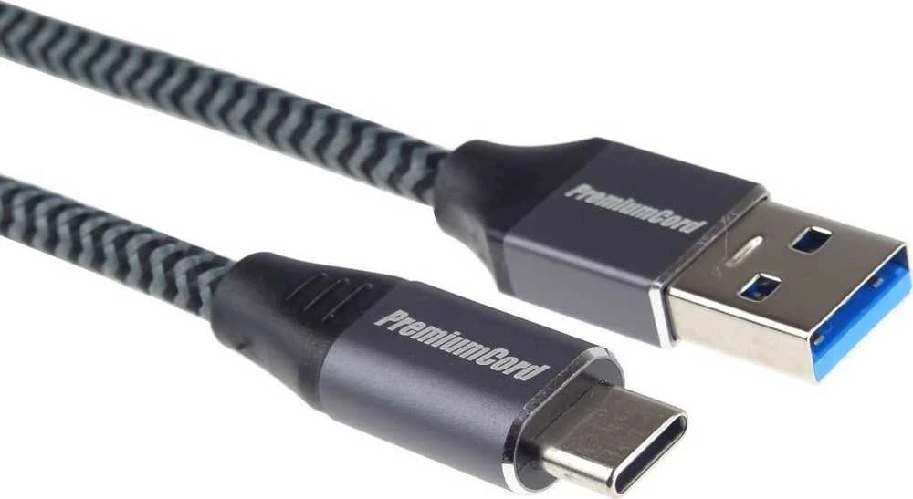 Kabelis USB PremiumCord USB-A - USB-C 2 m Juodai-pilka (ku31cs2)