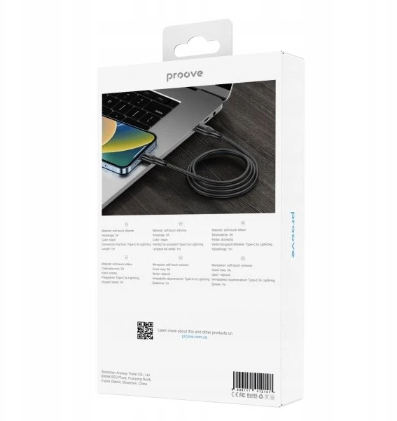 USB kabelis PROOVE Dense Metal Type-C į Lightning 27 W 1 m