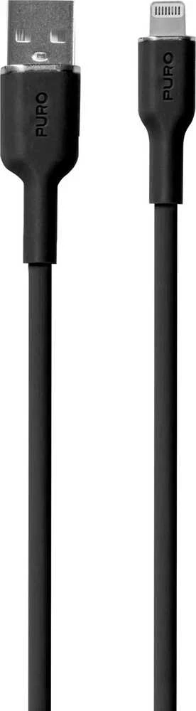 Puro Elektrik Puro Soft USB-A – žaibo kabelis 1,5 m silikoninis – juodas