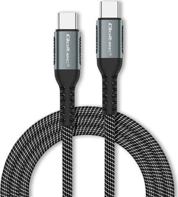 QOLTEC 52357 USB 2.0 type C Cable USB 2.0 type C 100W QC 3.0 PD 1m Juodas