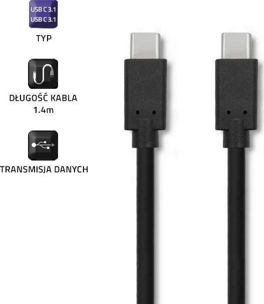 QOLTEC 52350 USB 3.1 tipo C kištukinis kabelis USB 3.1 tipo C kištukinis 1,4 m Juodas