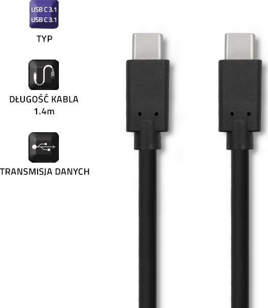 QOLTEC 52351 USB 3.1 tipo C kištukinis kabelis USB 3.1 tipo C kištukas 2m Juodas