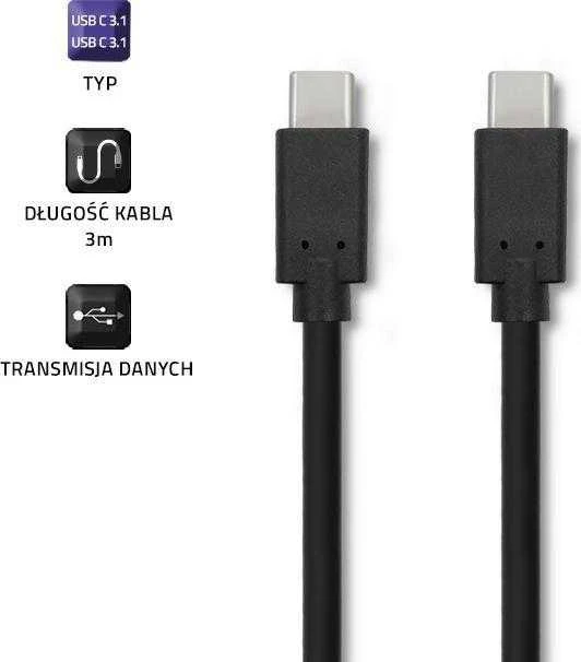 QOLTEC 52353 USB 3.1 type C male cable USB 3.1 type C male 3m Juodas