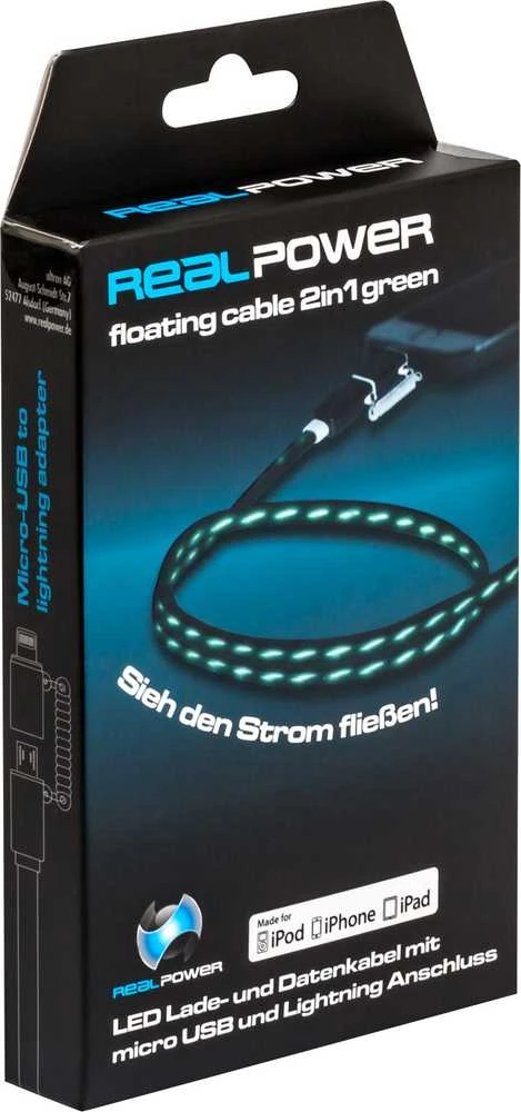 Kabelis USB Realpower USB-A - microUSB 0.75 m Žalias (185962)