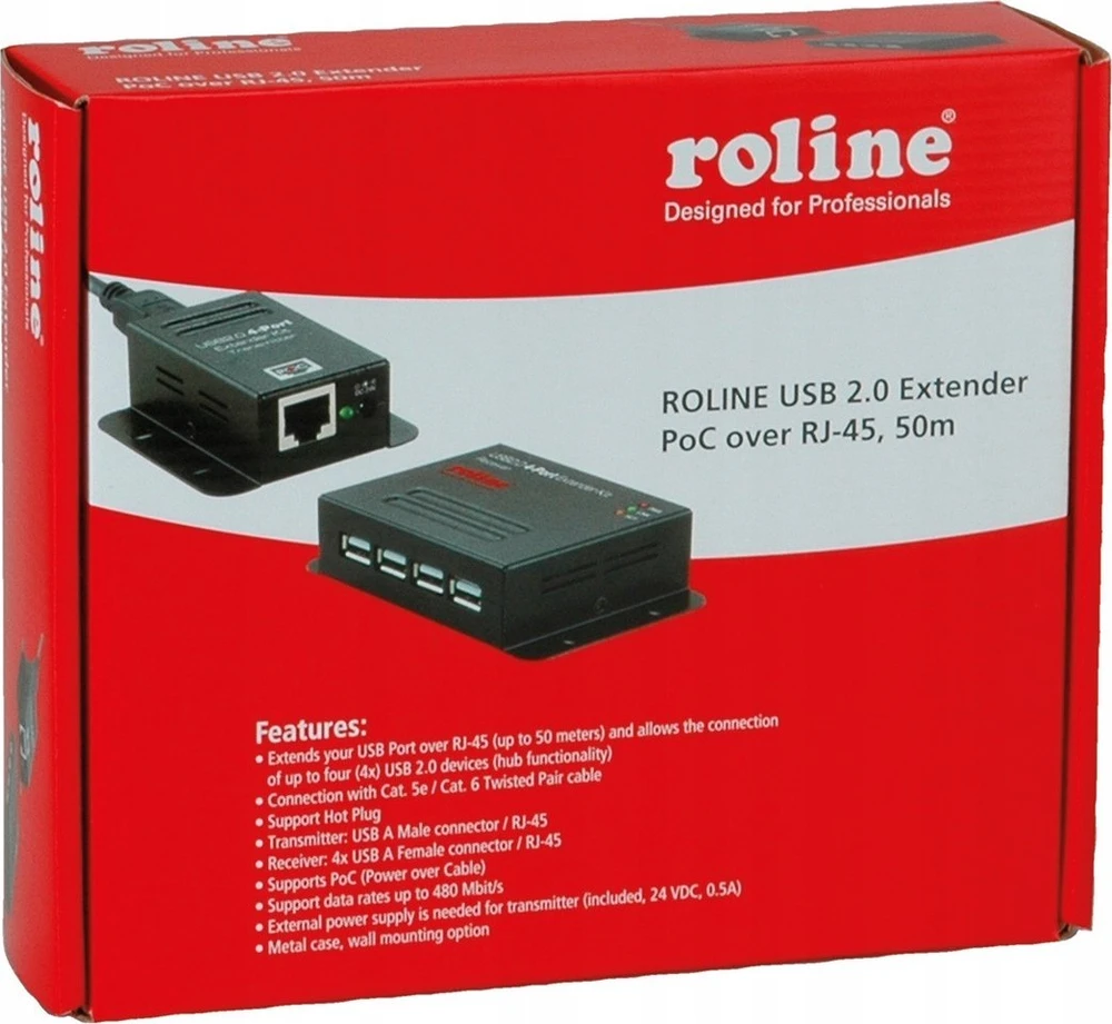 Roline USB 2.0 prailginimo kabelis per RJ45, 4x USB, maks. 50 m