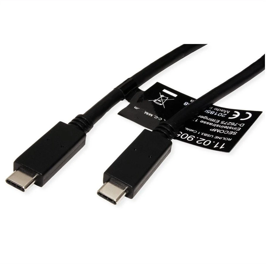 USB kabelis Roline USB-C - USB-C 0,5 m juodas (11.02.9056)