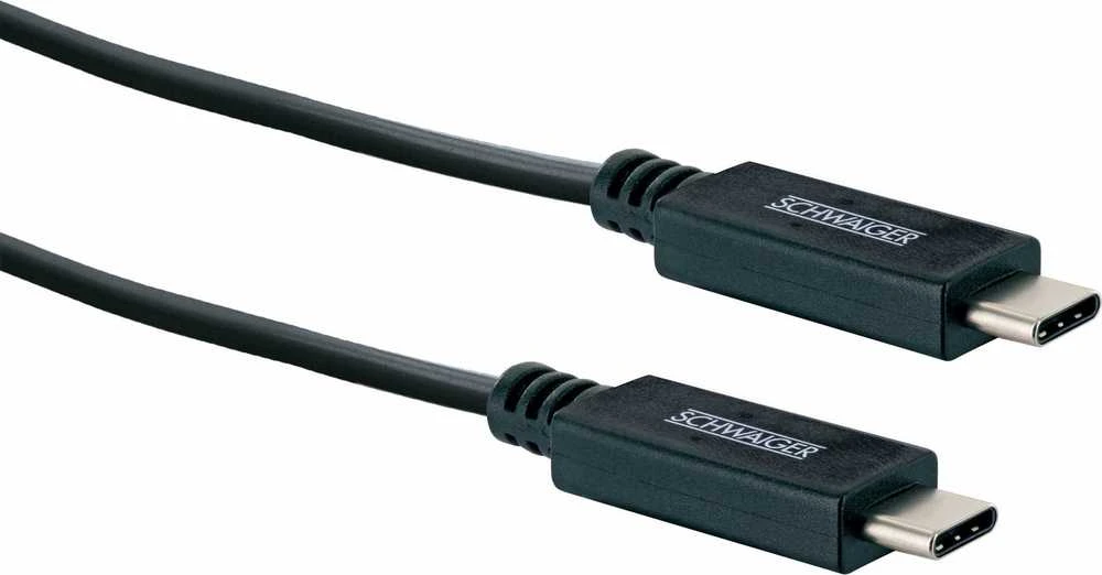 Kabelis USB Schwaiger USB-C - USB-C 1 m Juodas (LK101C531)