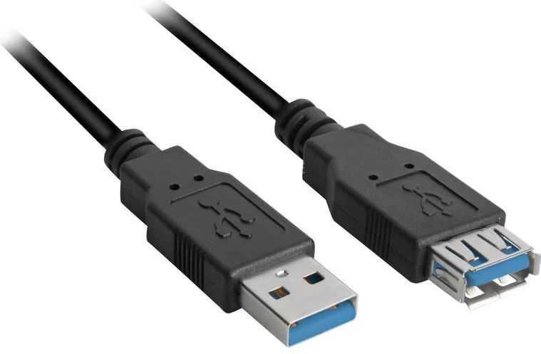 Sharkoon USB 3.2 Gen 1 Verlängerungskabel, USB-A Stecker > USB-A Buchse (juodas, 1 Meter)
