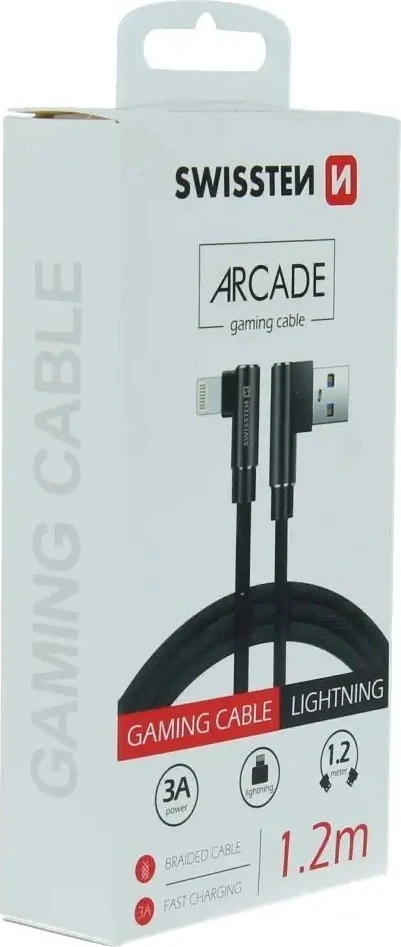 „Swissten L Type Textile“ universalus greitas įkrovimas 3.1 USB prie „Lightning Data“ ir 1,2 m įkrovimo laidas