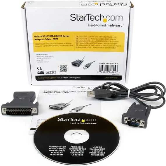 Kabelis USB StarTech USB-A - DB-9 0.9 m Pilka (ICUSB232DB25)