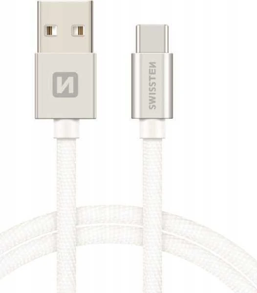 Swissten Textile Universal Quick Charge 3.1 USB-C duomenų ir įkrovimo laidas 1,2 m